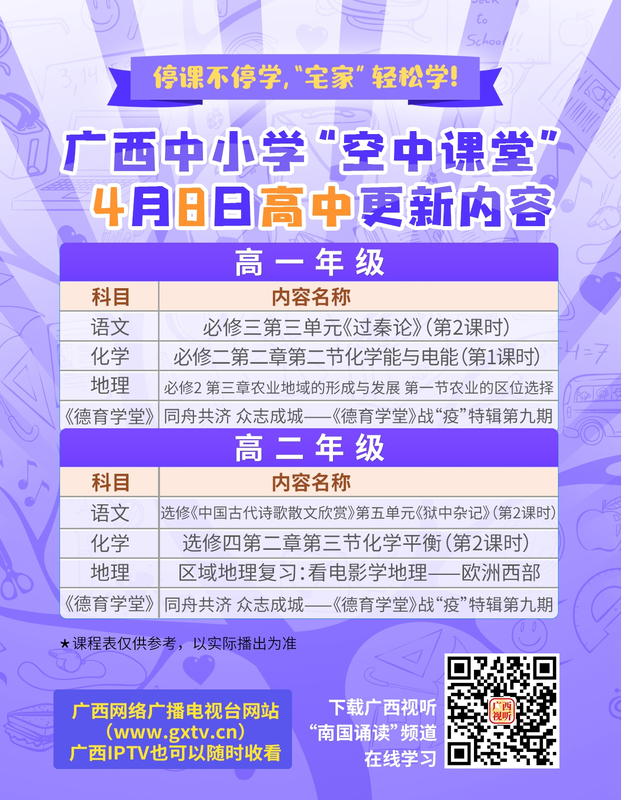 广西中小学"空中课堂"4月8日更新内容